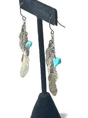 Handmade Turquoise Feather Earrings